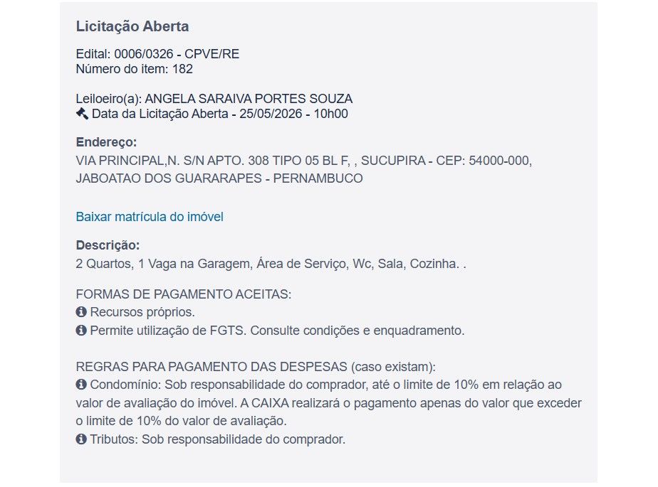 Imóvel em leilão