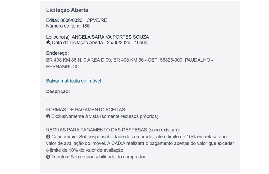 Imóvel em leilão