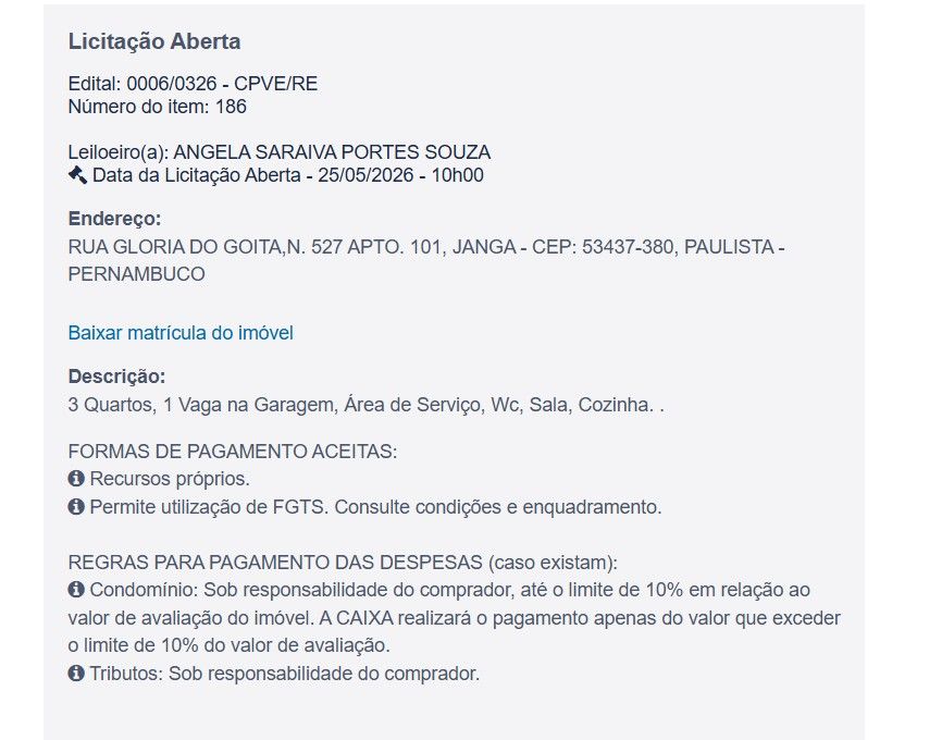 Imóvel em leilão