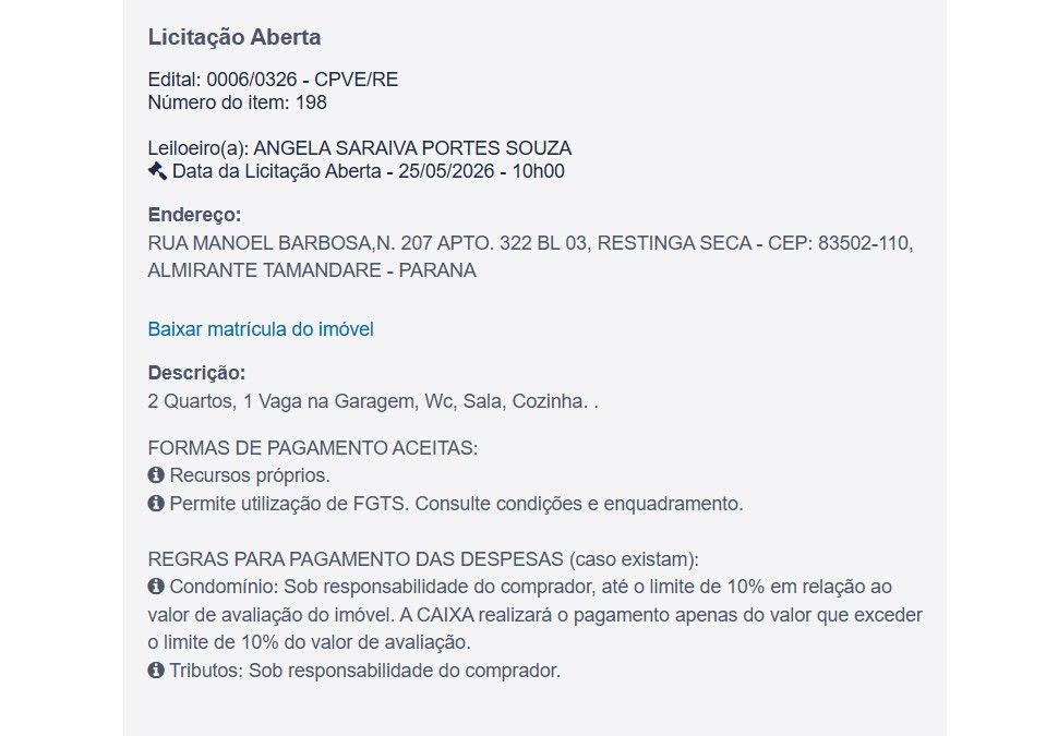 Imóvel em leilão