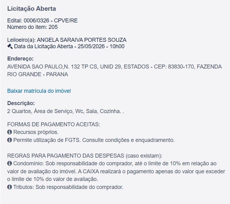 Imóvel em leilão