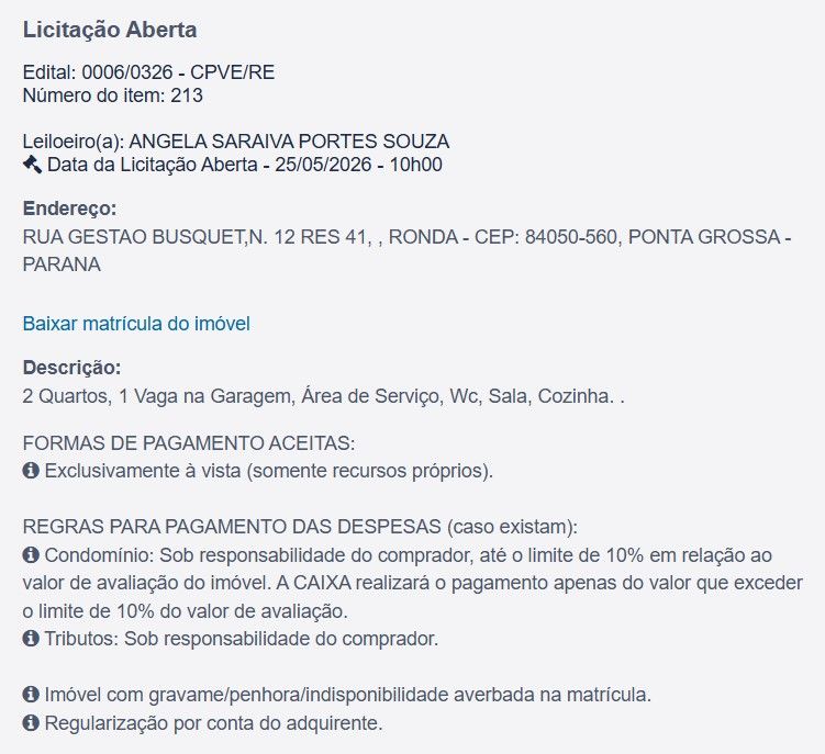 Imóvel em leilão