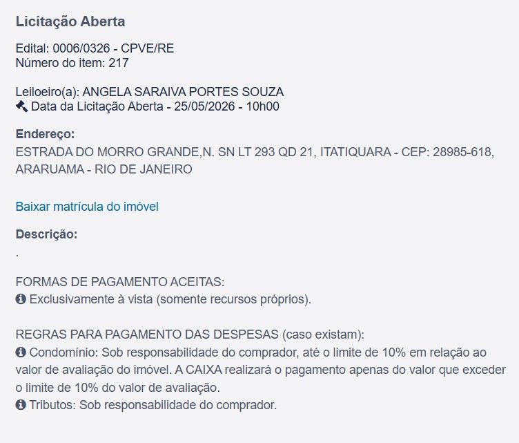 Imóvel em leilão