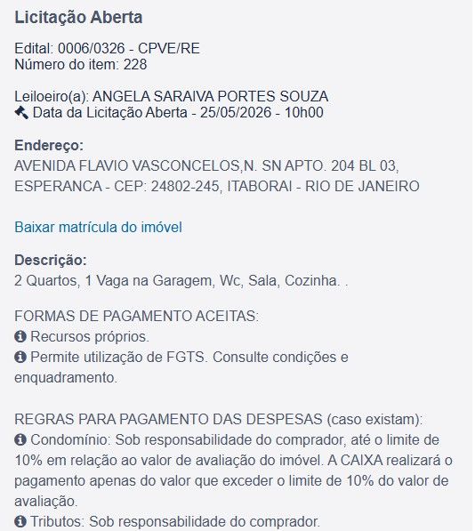 Imóvel em leilão