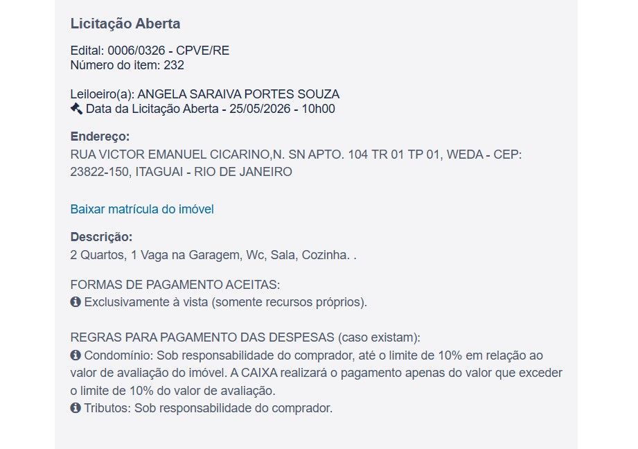 Imóvel em leilão