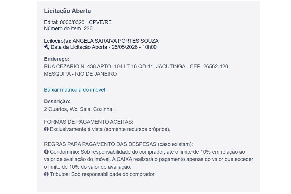 Imóvel em leilão