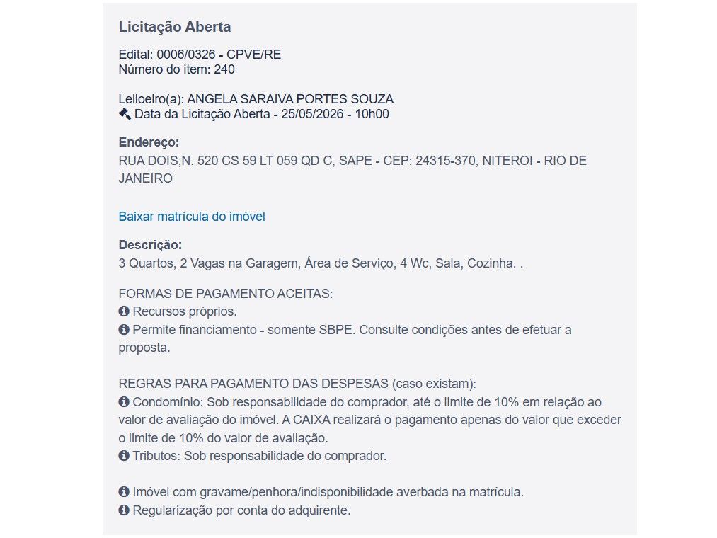 Imóvel em leilão