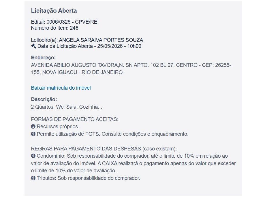 Imóvel em leilão