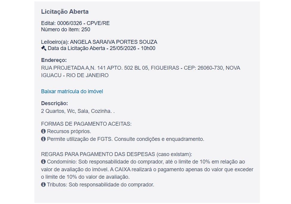 Imóvel em leilão