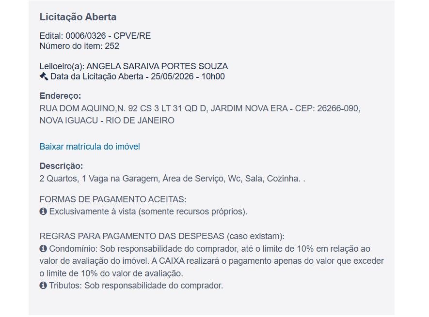 Imóvel em leilão