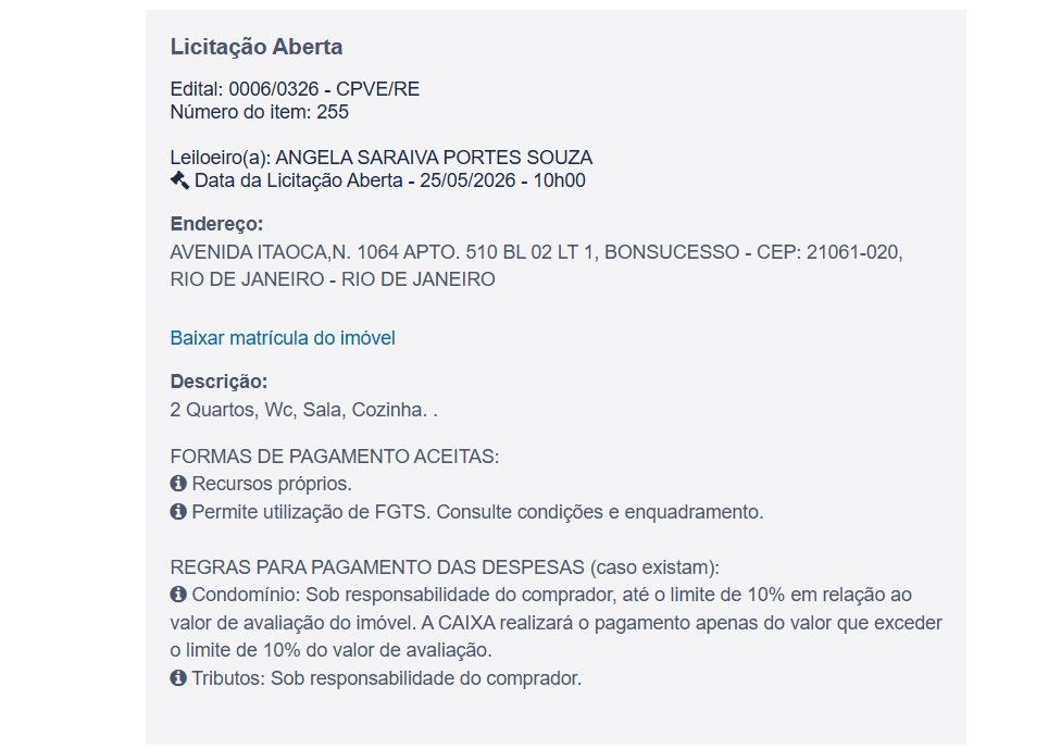 Imóvel em leilão