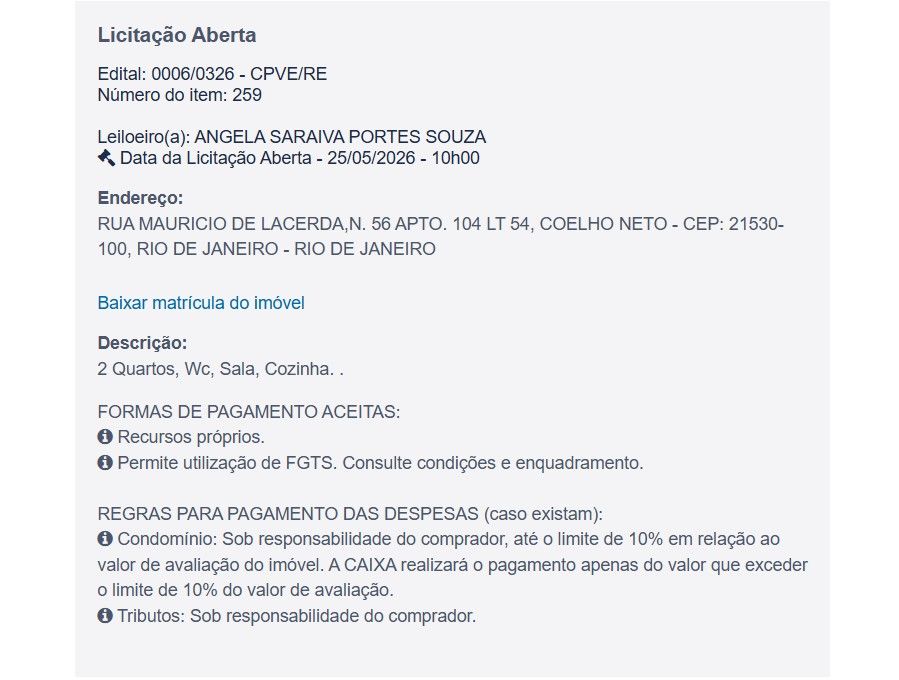 Imóvel em leilão