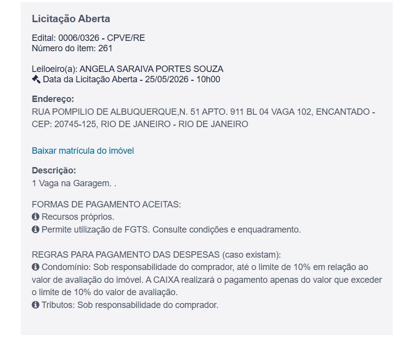 Imóvel em leilão