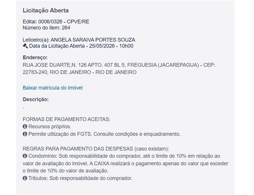 Imóvel em leilão