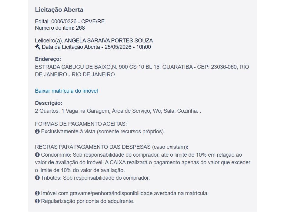 Imóvel em leilão