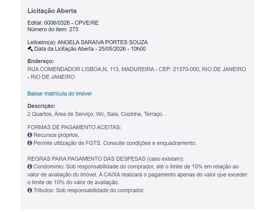 Imóvel em leilão
