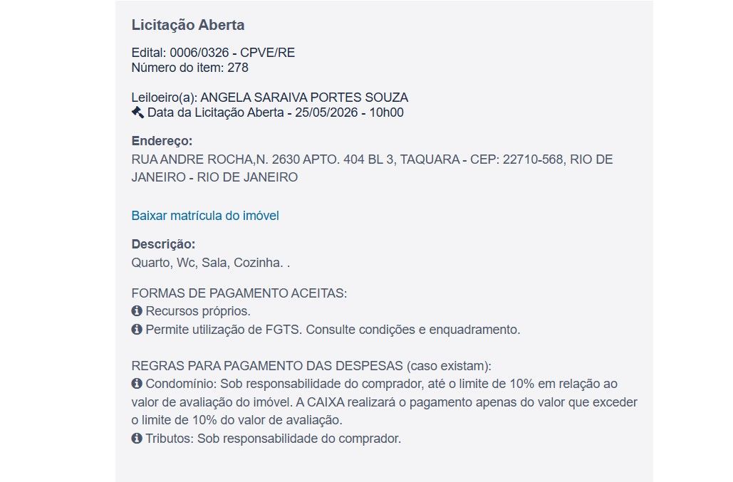 Imóvel em leilão