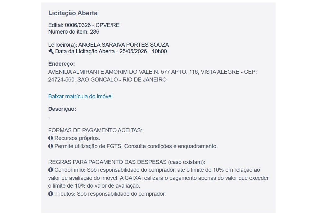 Imóvel em leilão