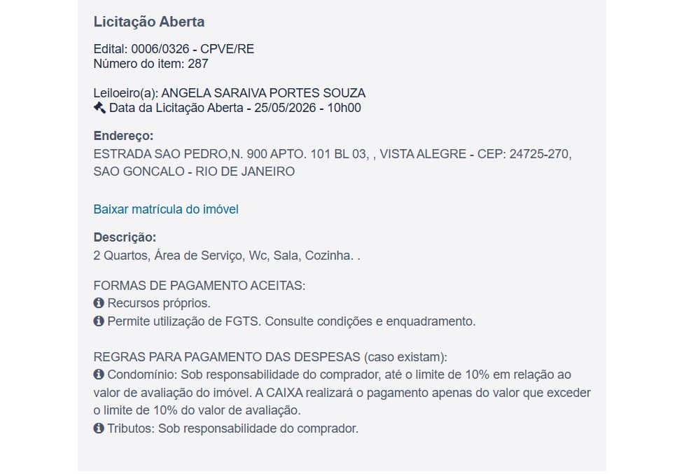 Imóvel em leilão