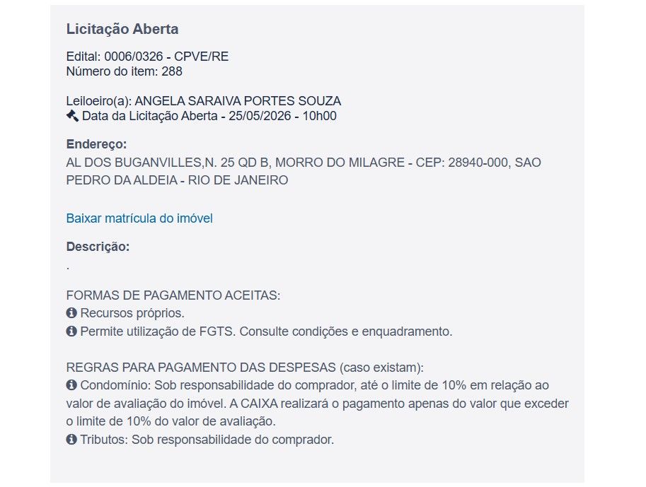 Imóvel em leilão