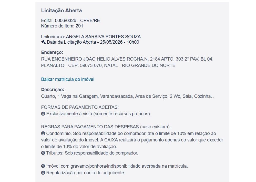 Imóvel em leilão