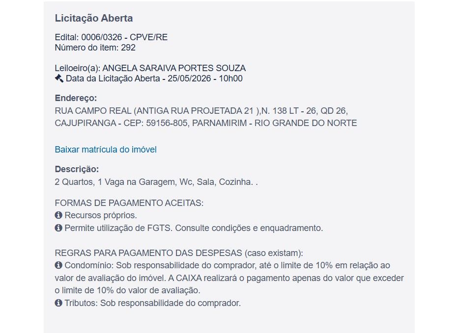 Imóvel em leilão