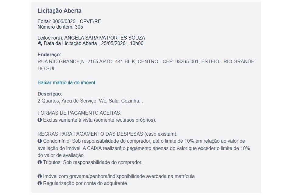 Imóvel em leilão