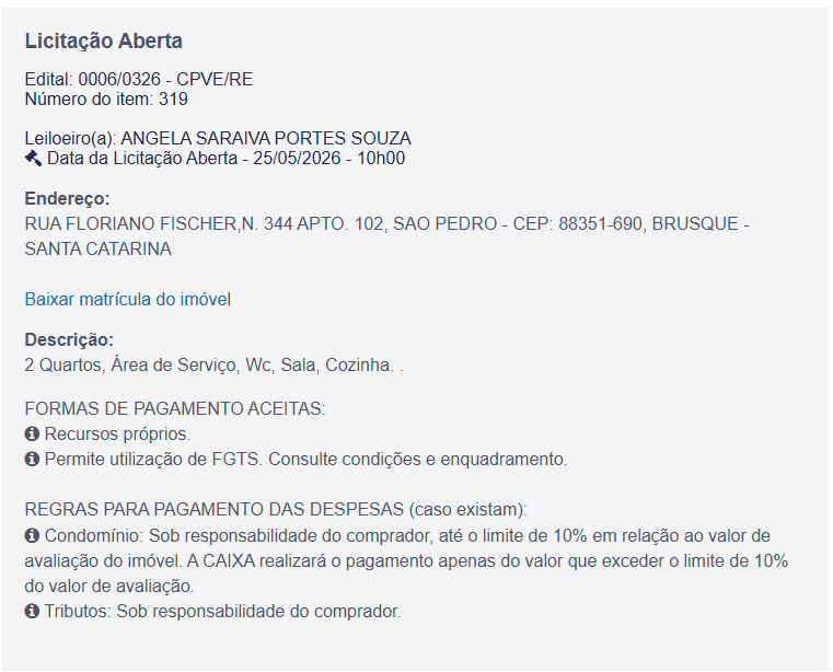 Imóvel em leilão
