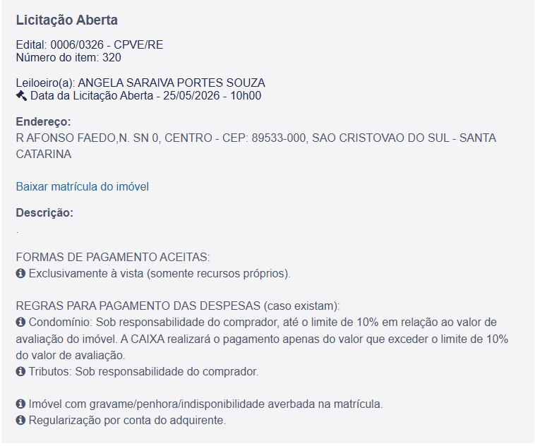 Imóvel em leilão