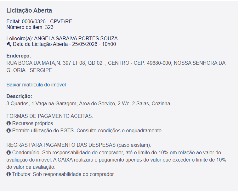Imóvel em leilão