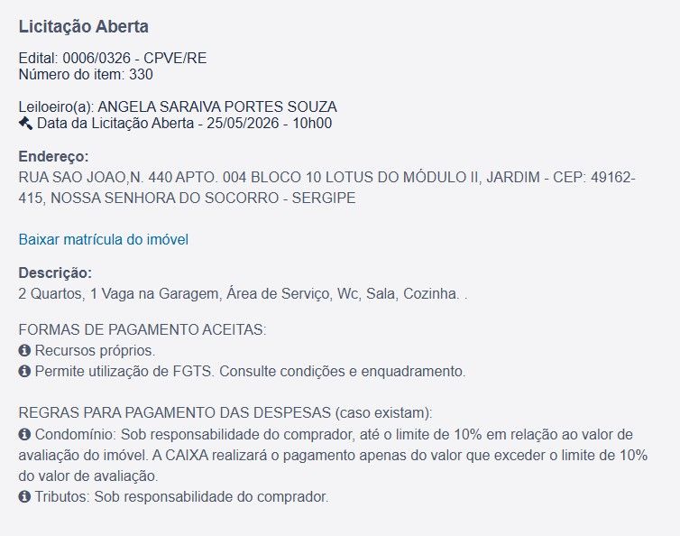 Imóvel em leilão