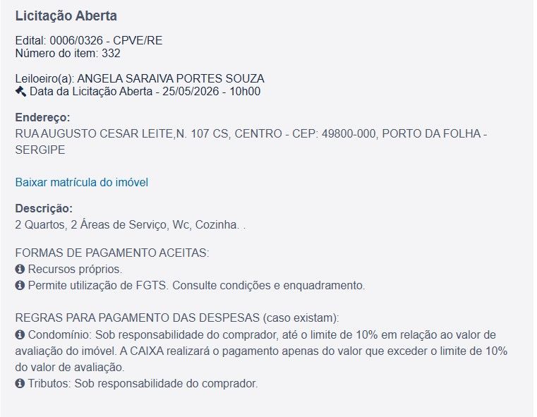 Imóvel em leilão