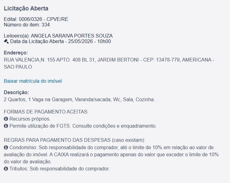 Imóvel em leilão
