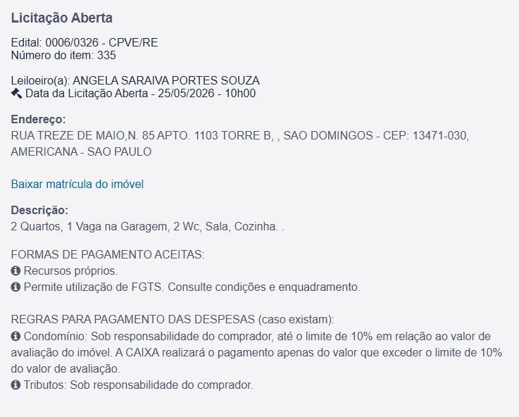 Imóvel em leilão