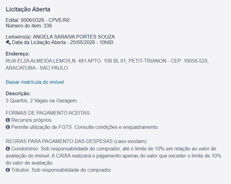 Imóvel em leilão
