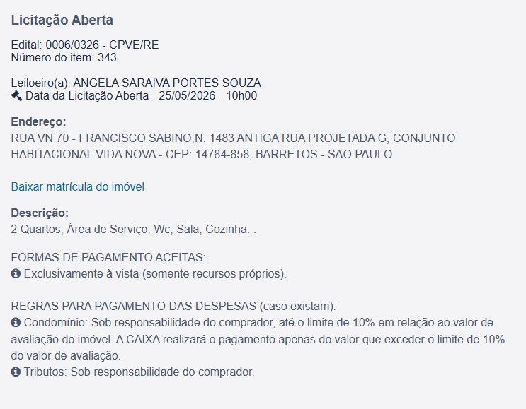 Imóvel em leilão