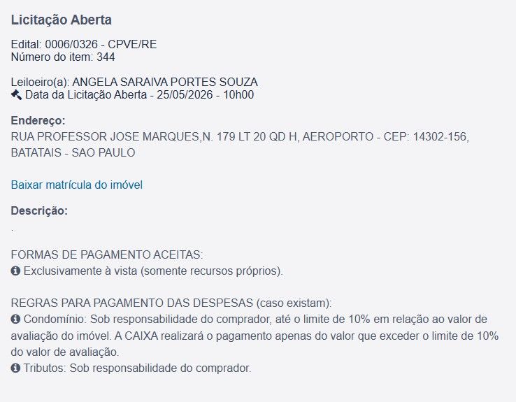 Imóvel em leilão