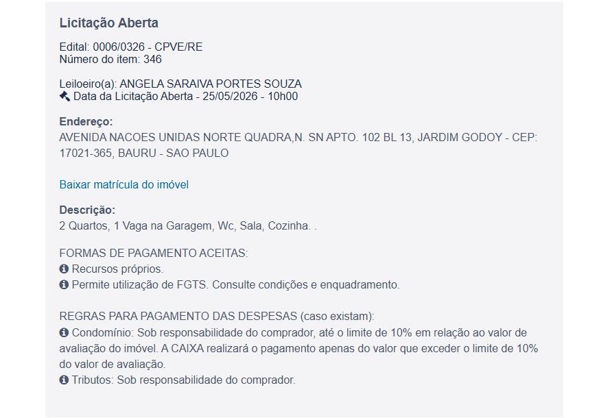 Imóvel em leilão