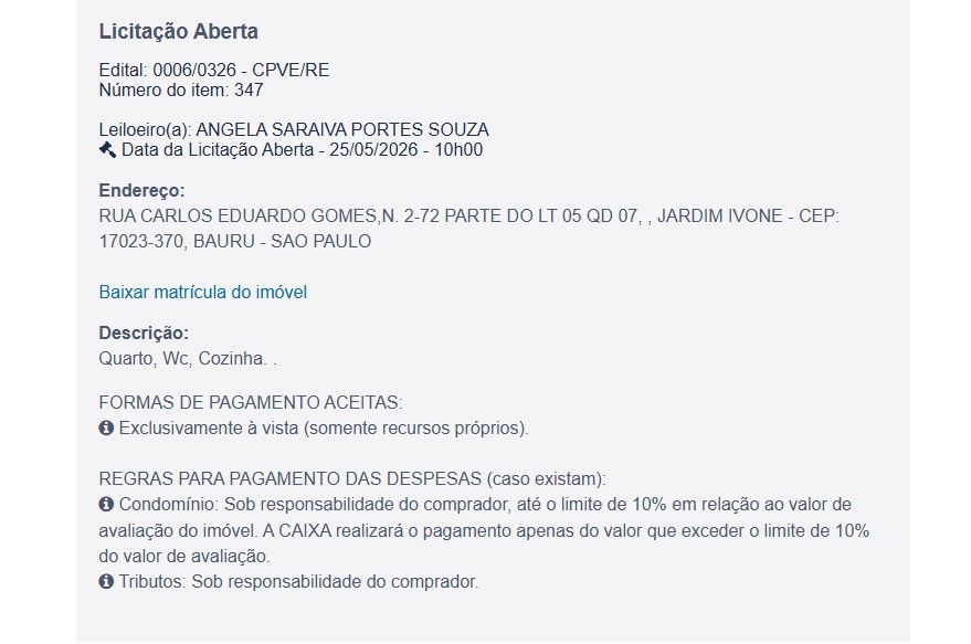 Imóvel em leilão