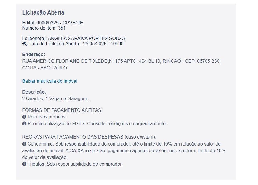 Imóvel em leilão