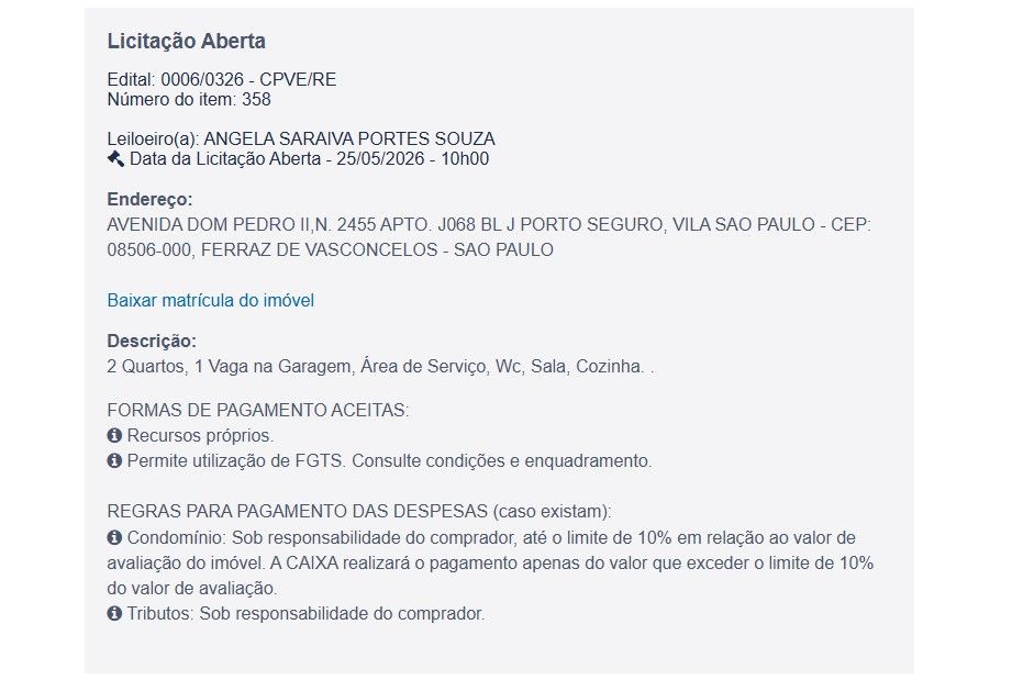 Imóvel em leilão