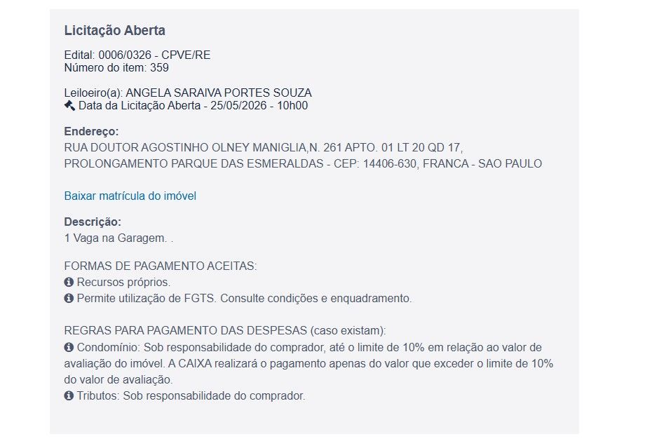 Imóvel em leilão