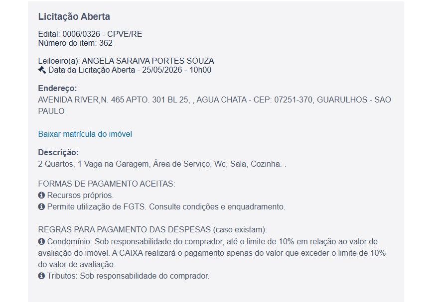 Imóvel em leilão