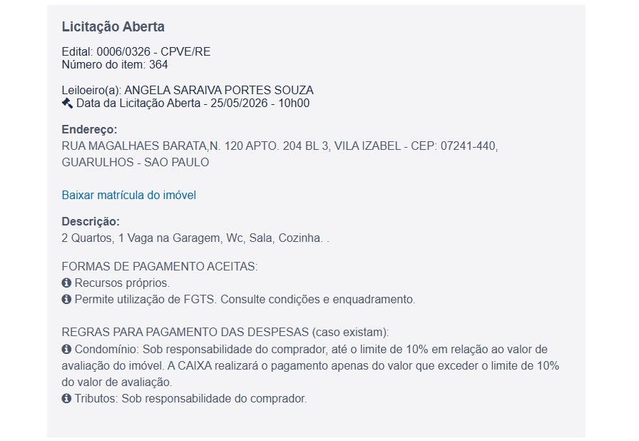 Imóvel em leilão