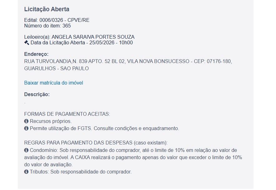 Imóvel em leilão