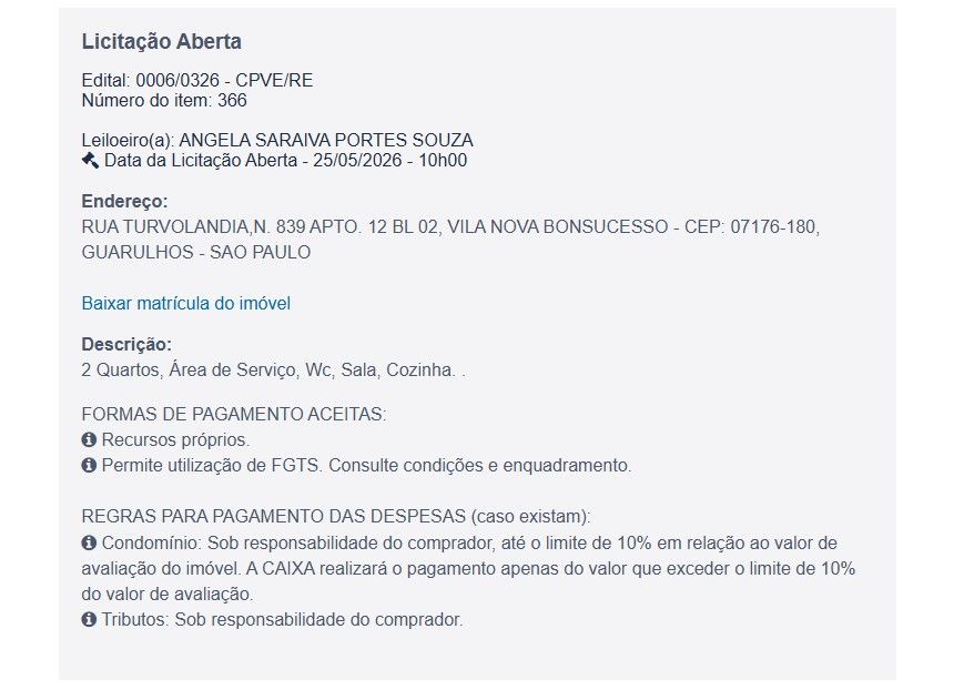 Imóvel em leilão