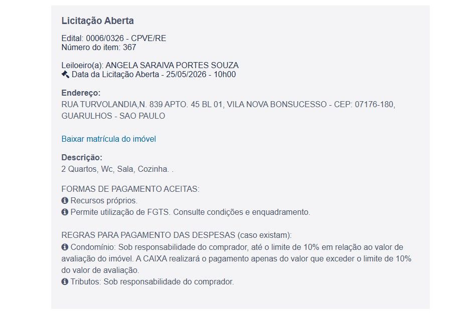 Imóvel em leilão