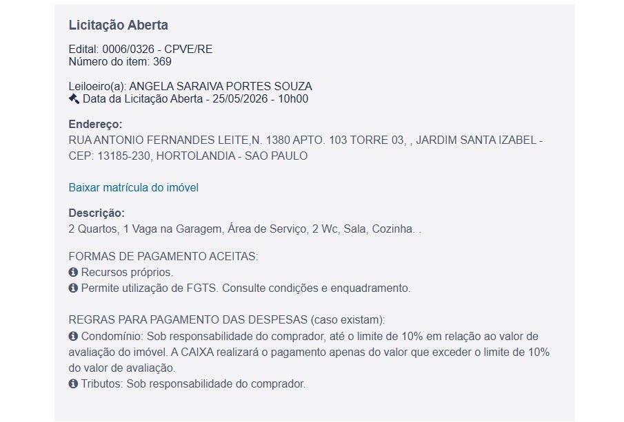 Imóvel em leilão