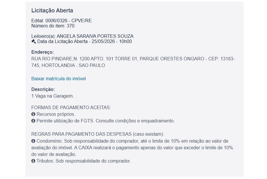 Imóvel em leilão