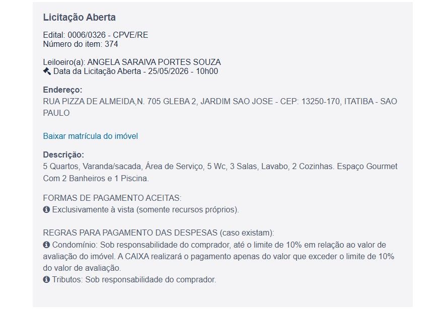 Imóvel em leilão